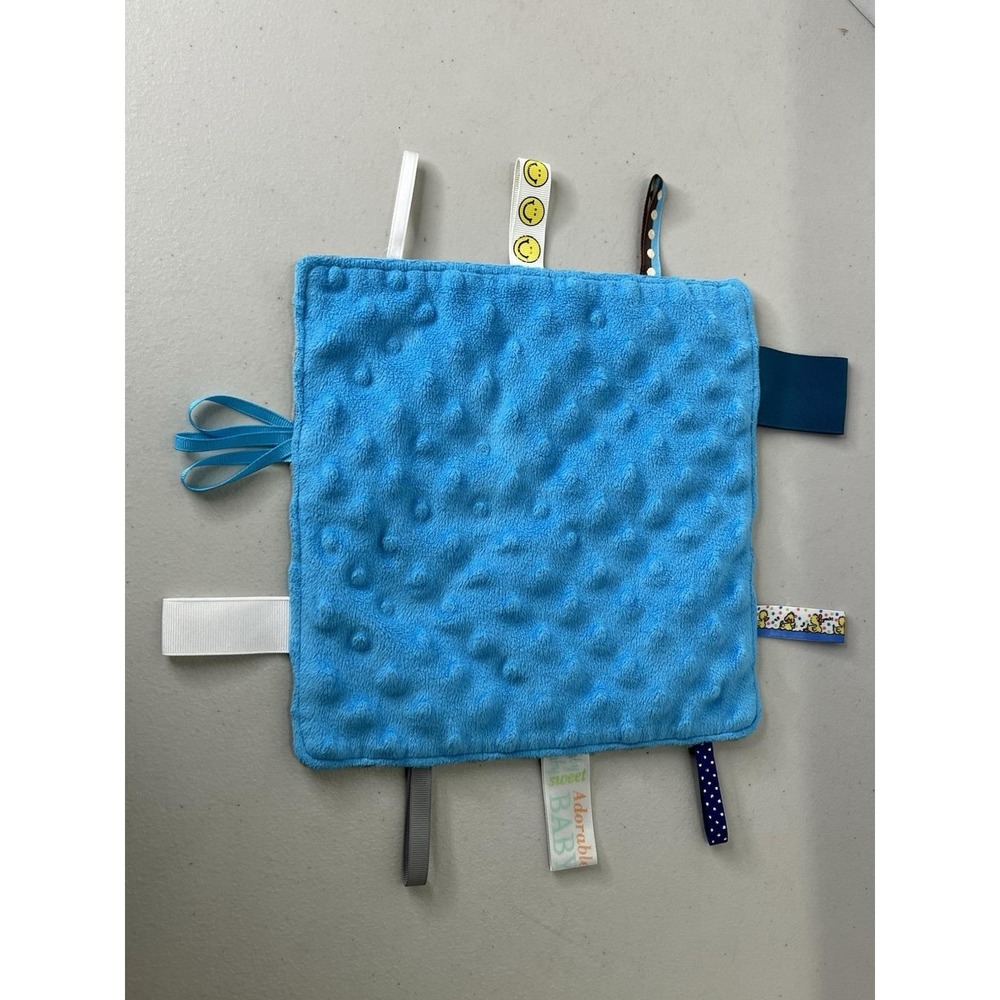 Adorable Baby  gray/blue taggie Baby Security Blanket Lovey Comforter Minky Dot‎